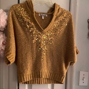 True Freedom Gold V-Neck Sweater with Sequins